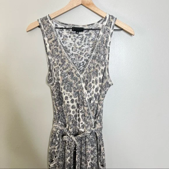 Bobeau JORDYN RIBBED KNIT JUMPSUIT leopard print size medium - Picture 7 of 14